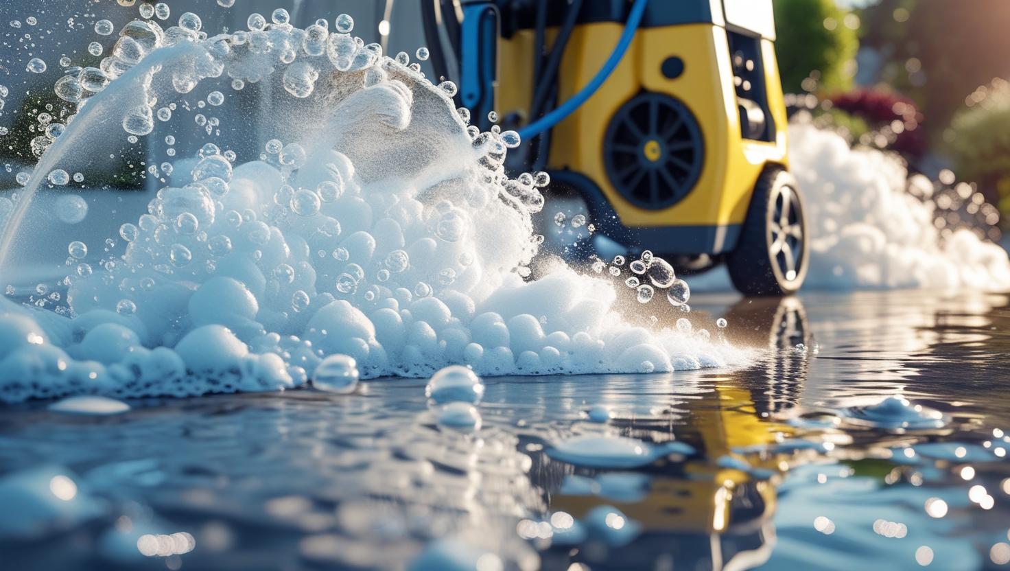 pressure washing machine with bubbles and water (1)