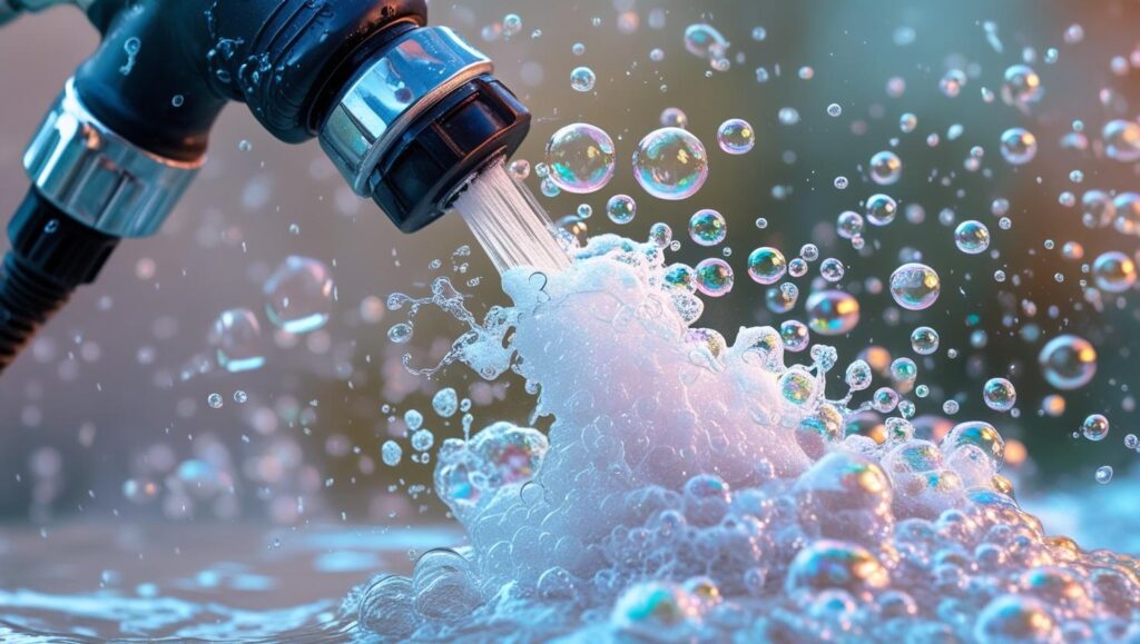 pressure washing, water, soap, bubbles